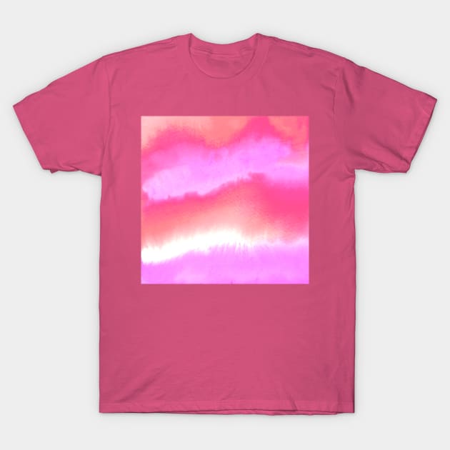 Pink Watercolor Blend T-Shirt by Carolina Díaz